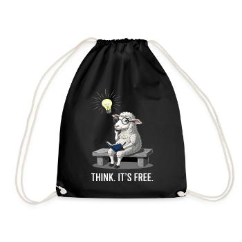 Thinking Sheep - Freedom - Drawstring Bag - black - Front