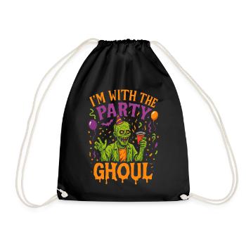 Ich bin mit dem Party-Ghoul, Halloween-Gruppenoutfit - Turnbeutel - Schwarz - Vorne