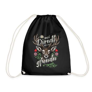 Mei Dirndl hob i net gfundn, Dirndl Ersatz, Tracht - Drawstring Bag - black - Front