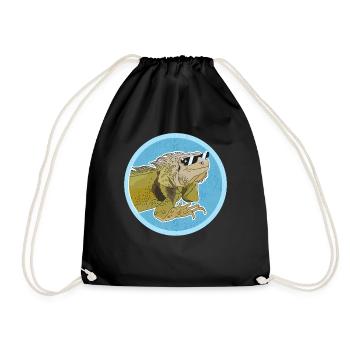 Leguan Eidechse Leguane Geschenke - Turnbeutel - Schwarz - Vorne