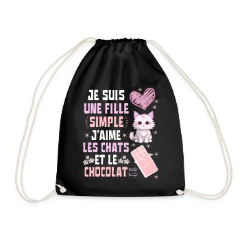 Je suis une fille Simple Chats et Chocolat - Sac de sport léger - noir - Devant