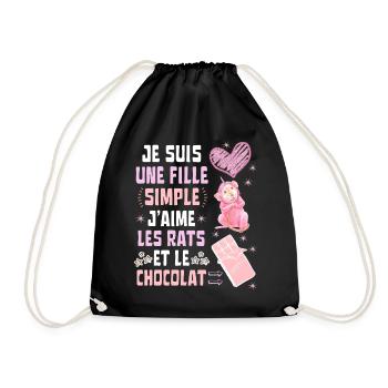 Je suis une fille Simple Rats et Chocolat - Sac de sport léger - noir - Devant