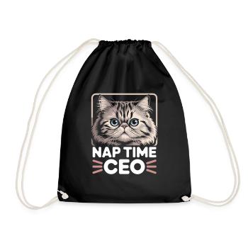 Nap Time CEO Funny Cat Office Humor Home Office - Drawstring Bag - black - Front