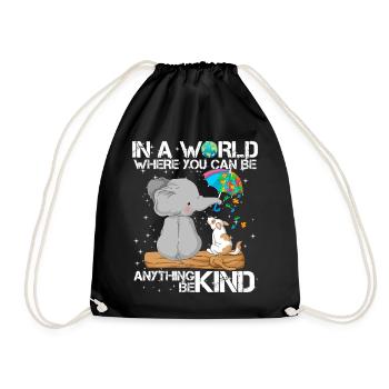 Autism Awareness Elephant Dog - Drawstring Bag - black - Front