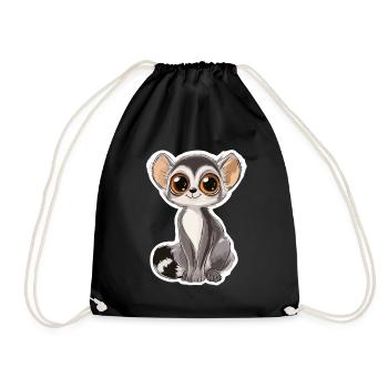 lemur - Drawstring Bag - black - Front
