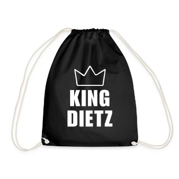Dietz Name with Letter D - King Crown Shirt - Drawstring Bag - black - Front