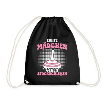 Real girls go curling - Drawstring Bag - black - Front