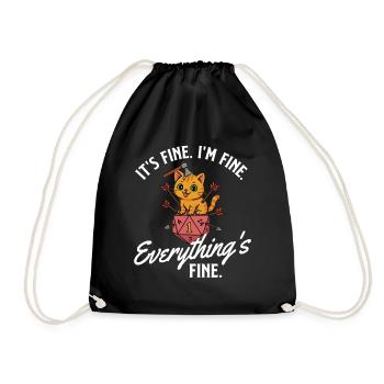 It’s Fine I’m Fine Everything’s Fine RPG Gamer - Drawstring Bag - black - Front