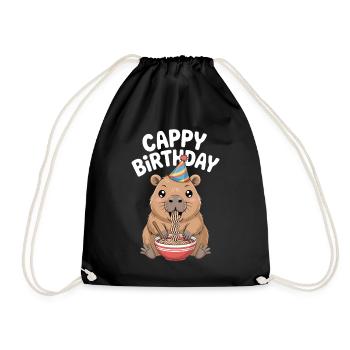  Capybara Ramen Capy Geburtstag Cappy Birthday - Turnbeutel - Schwarz - Vorne