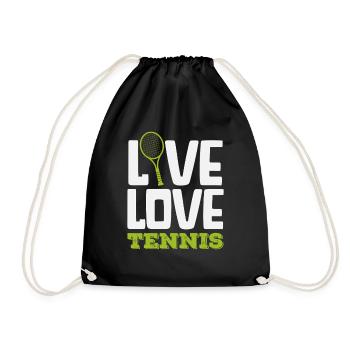 Live Love Tennis Player Design - Drawstring Bag - black - Front