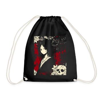 Illustration d'une fille démoniaque effrayante en kimono - Sac de sport léger - noir - Devant