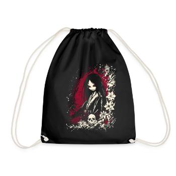 Fille kimono d'anime japonais effrayante et horreur - Sac de sport léger - noir - Devant