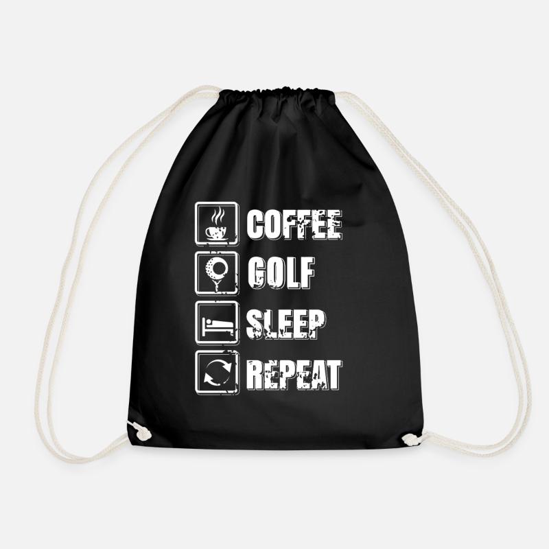 Café Golf Sommeil Répéter Routine Quotidienne Humour - Sac de sport léger - noir