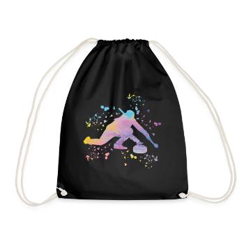 Curler Winter Sports Curling - Drawstring Bag - black - Front