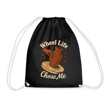 Töpferscheiben-süchtiger Tonkünstler Keramiken - Drawstring Bag - black - Front