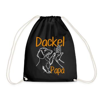 Dachshund Dad Dog Motif Funny Father's Day Teckel - Drawstring Bag - black - Front
