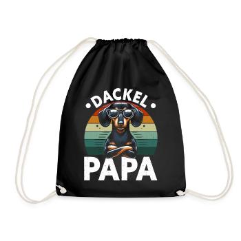 Dachshund Dad Dog Motif Funny Father's Day Teckel - Drawstring Bag - black - Front