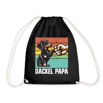 Dachshund Dad Dog Motif Funny Father's Day Teckel - Drawstring Bag - black - Front
