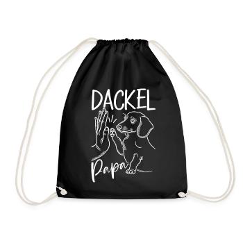 Dachshund Dad Dog Motif Funny Father's Day Teckel - Drawstring Bag - black - Front