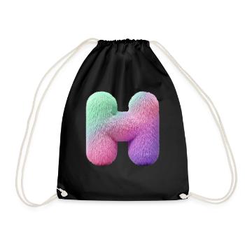 Lettre H en aspect fourrure pastel et dégradé de couleurs - Sac de sport léger - noir - Devant