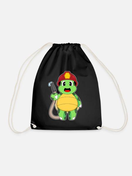 Schildkröte Feuerwehrmann Feuerwehr - Turnbeutel - Schwarz