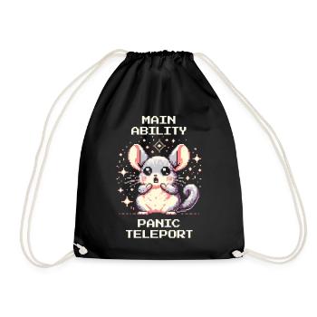 Main Ability: Panic Teleport | Chinchilla - Drawstring Bag - black - Front