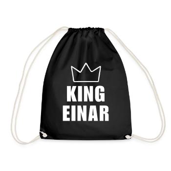 Einar Name mit Buchstabe E - Königskronen-Shirt - Turnbeutel - Schwarz - Vorne