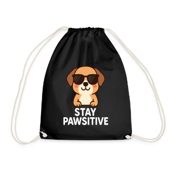 Cute dog with sunglasses and fun font - Drawstring Bag - black - Front