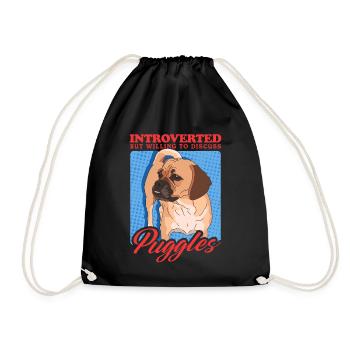 Puggle Dogs Dog Owner Gift - Drawstring Bag - black - Front