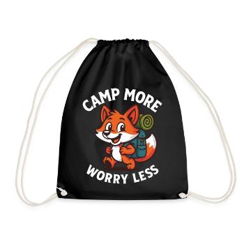 Camp More Worry Less Fuchs Design - Turnbeutel - Schwarz - Vorne
