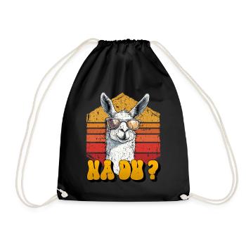 Alpaka Fan NA DU? Retro Lama Lustiges - Turnbeutel - Schwarz - Vorne