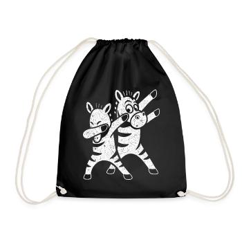 Funny Dancing Zebras Dabbing - Drawstring Bag - black - Front