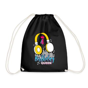 Birthday Queen 4th Birthday - Drawstring Bag - black - Front