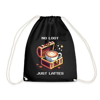 Kein Loot, nur Latte | Kaffee Barista - Turnbeutel - Schwarz - Vorne