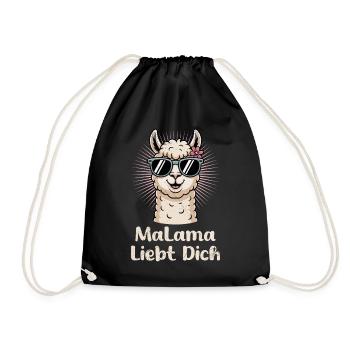 Soon to be mom MALAMA LOVES YOU Funny - Drawstring Bag - black - Front