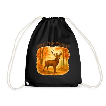  Into the Forest – Herbstlicher Hirsch - Turnbeutel - Schwarz - Vorne