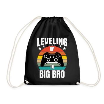 Gaming Gamer Brother Leveling Up To Big Bro - Drawstring Bag - black - Front