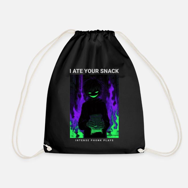 Vaporwave Phonk Anime Horror Snack Creepy Grin - Turnbeutel - Schwarz