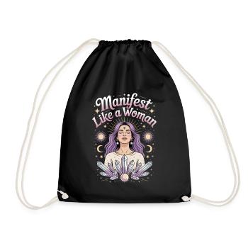 Manifesto Like a Woman Women Empowering Women's - Drawstring Bag - black - Front