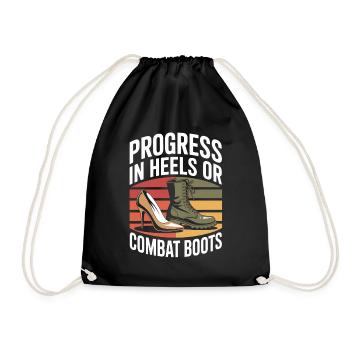 Progress in Heels or Combat Boots Women's Equality - Drawstring Bag - black - Front