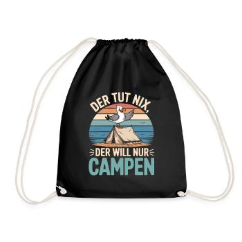  Der Tut Nix Der Will Nur Campen Möwe Zelt Strand - Turnbeutel - Schwarz - Vorne