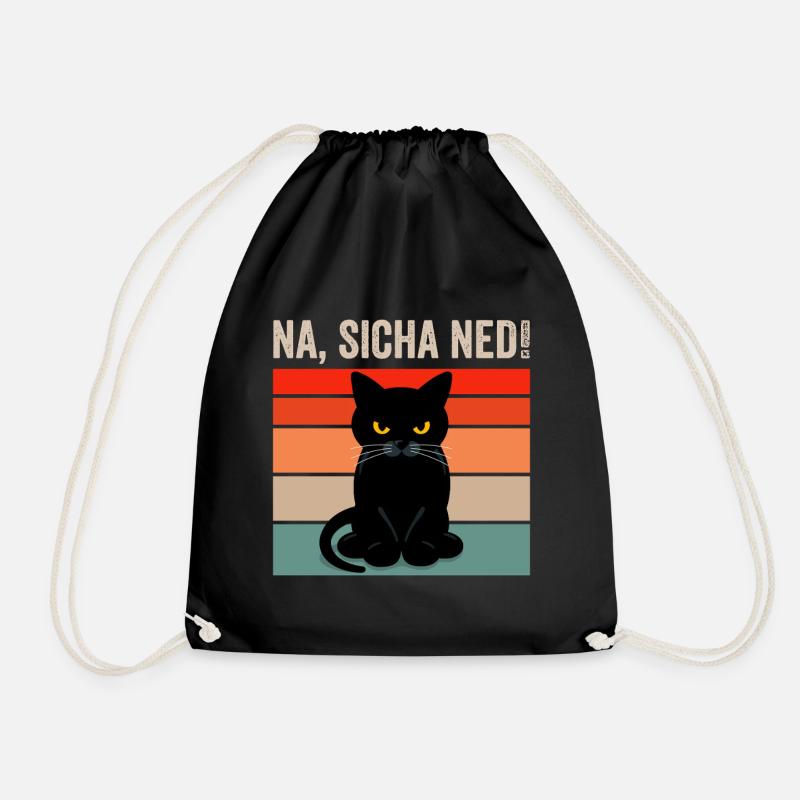 Na Sicha Ned Lustiger Spruch Schwarze Katze - Turnbeutel - Schwarz