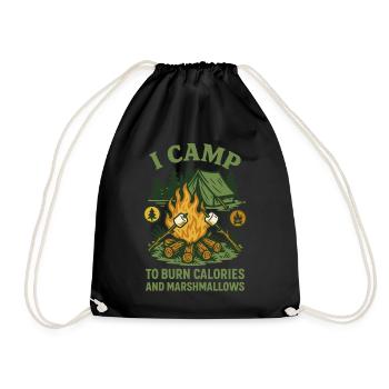 I Camp To Burn Calories And Marshmallows - Drawstring Bag - black - Front