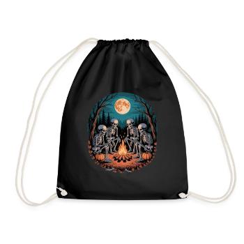 Skeleton Camper Hiker Bonfire Halloween Camping - Turnbeutel - Schwarz - Vorne