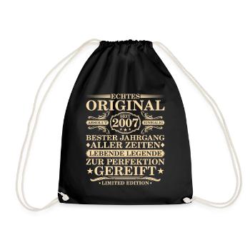 Original since 2007 Vintage - 18th Birthday - Drawstring Bag - black - Front