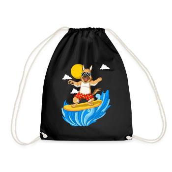 Surfing German Shepherd Dog - Drawstring Bag - black - Front