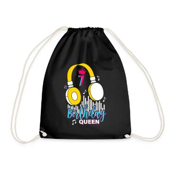 Birthday Queen 7th Birthday - Drawstring Bag - black - Front