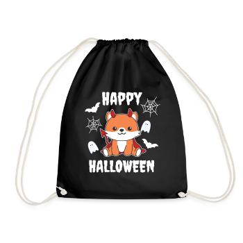 Fox Happy Halloween Devil Costume - Drawstring Bag - black - Front
