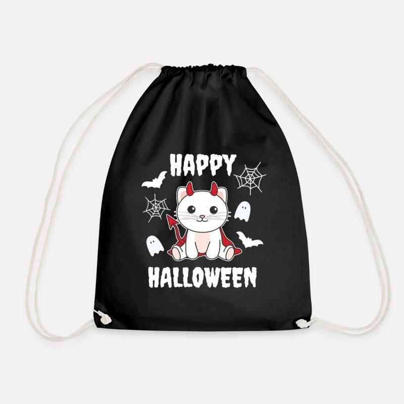 Katze Happy Halloween Teufel Kostüm - Turnbeutel - Schwarz