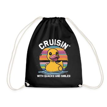Rubber duck crew enjoys cruise - Drawstring Bag - black - Front